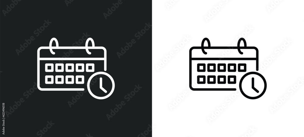 Poster timetable icon isolated in white and black colors. timetable outline vector icon from user interface