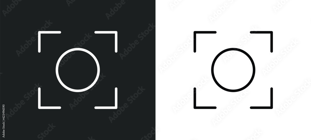 Poster auto focus icon isolated in white and black colors. auto focus outline vector icon from user interfa