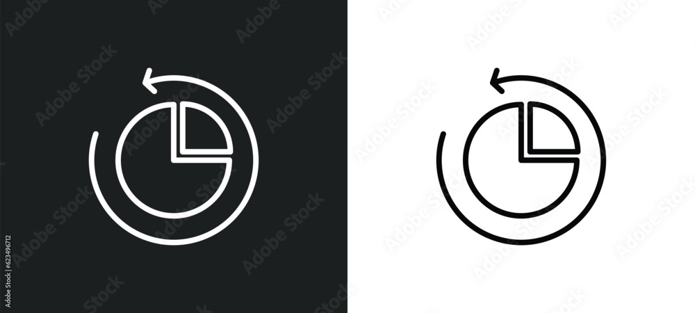Poster reload pie chart icon isolated in white and black colors. reload pie chart outline vector icon from 