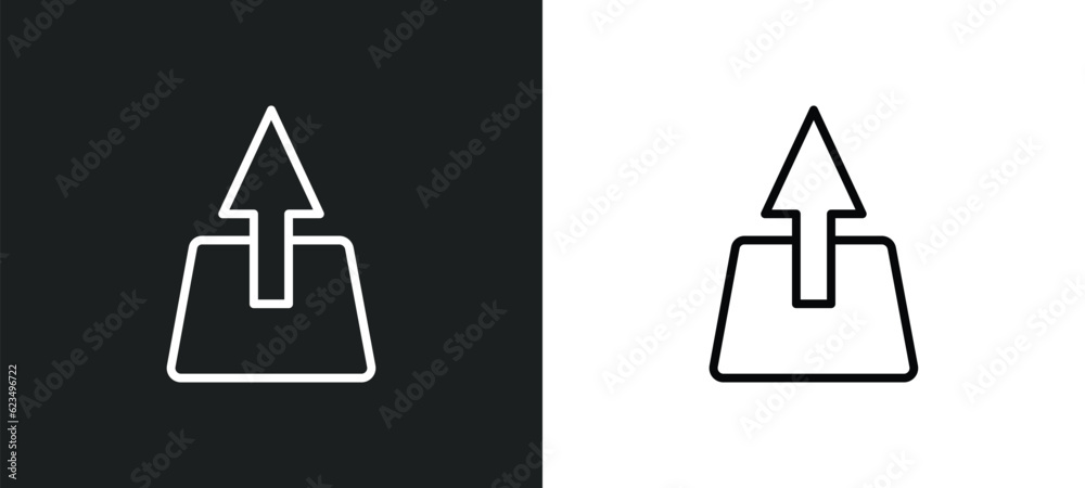 Poster uploading from drive icon isolated in white and black colors. uploading from drive outline vector ic