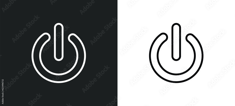Poster tiny power icon isolated in white and black colors. tiny power outline vector icon from user interfa