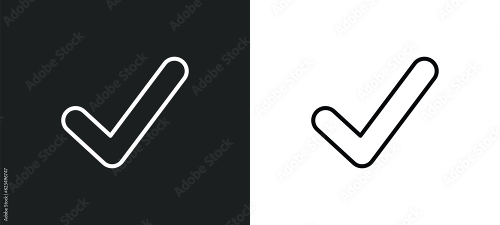 Poster tick mark icon isolated in white and black colors. tick mark outline vector icon from user interface