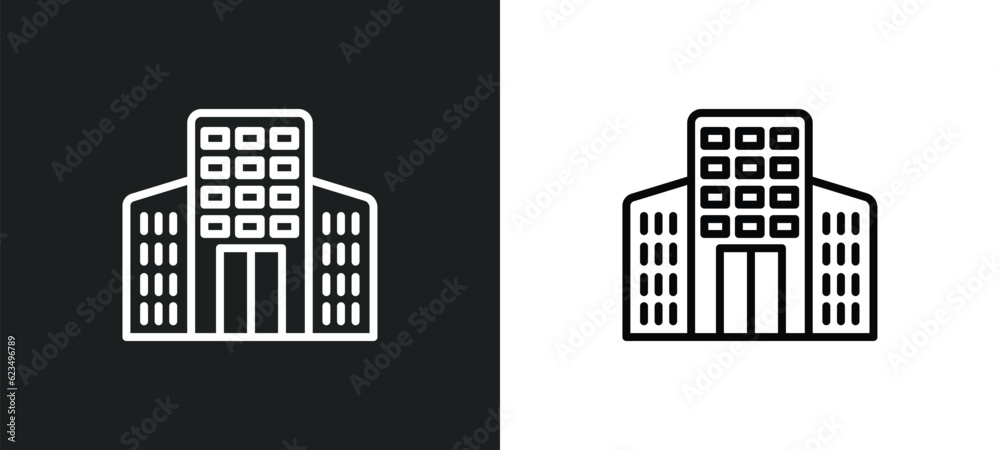 Poster offices icon isolated in white and black colors. offices outline vector icon from user interface col