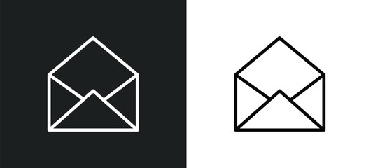 email opened envelope icon isolated in white and black colors. email opened envelope outline vector icon from user interface collection for web, mobile apps and ui.