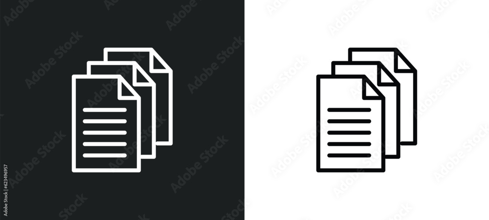 Poster multiple file icon isolated in white and black colors. multiple file outline vector icon from user i