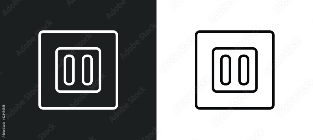Poster square stop button icon isolated in white and black colors. square stop button outline vector icon f