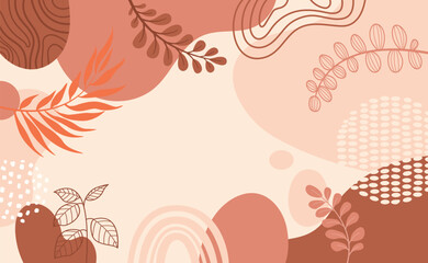 Design banner frame background .Colorful poster background vector illustration.Exotic plants, branches,art print for beauty, fashion and natural products,wellness, wedding and event.