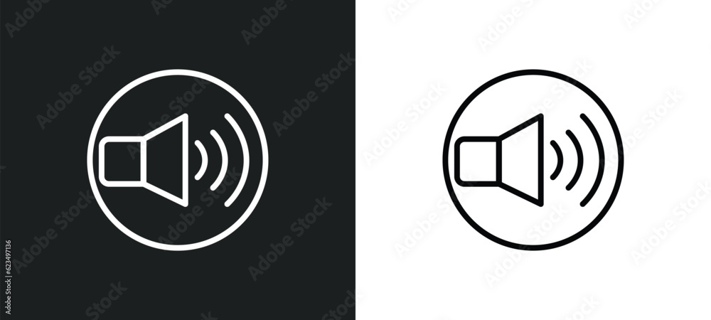 Poster volume button icon isolated in white and black colors. volume button outline vector icon from user i