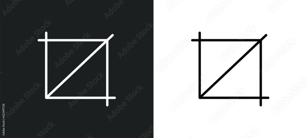 Poster crop button icon isolated in white and black colors. crop button outline vector icon from user inter