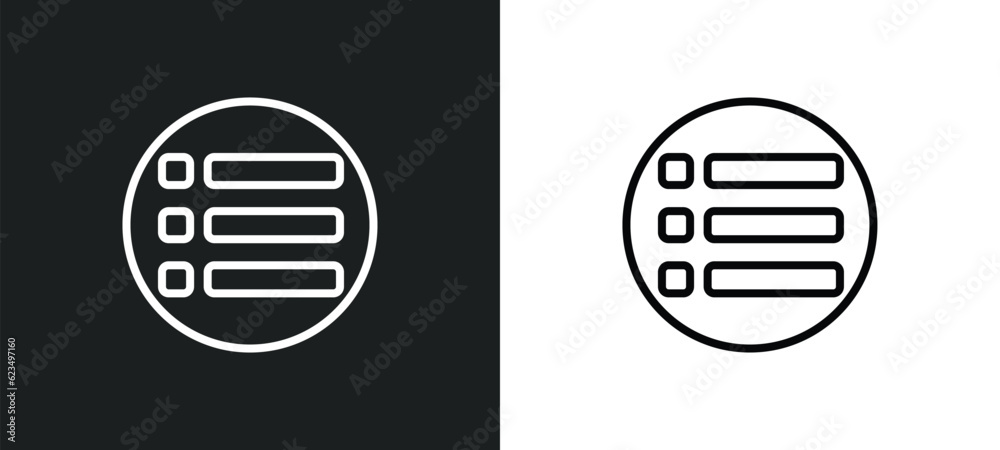 Poster list button icon isolated in white and black colors. list button outline vector icon from user inter