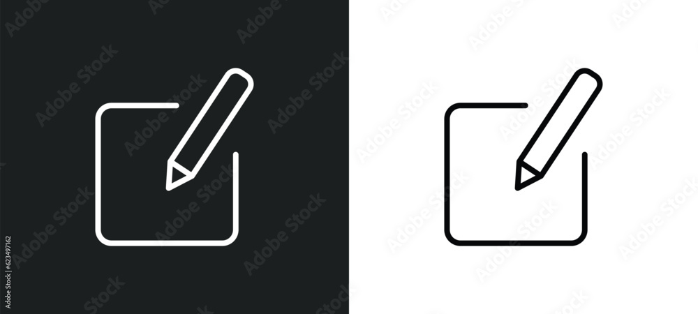 Poster edit button icon isolated in white and black colors. edit button outline vector icon from user inter