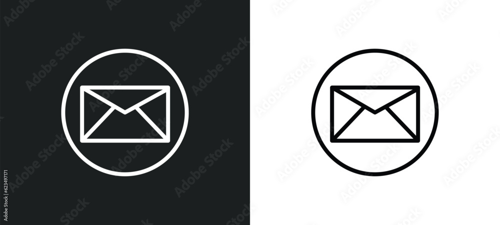 Poster email envelope button icon isolated in white and black colors. email envelope button outline vector 
