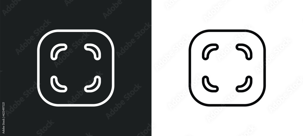 Poster rounded corners square icon isolated in white and black colors. rounded corners square outline vecto
