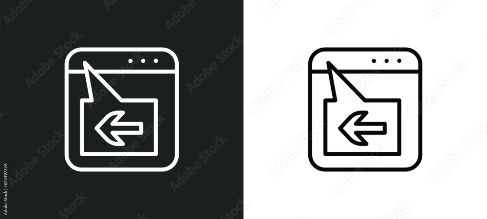 Poster window back button icon isolated in white and black colors. window back button outline vector icon f