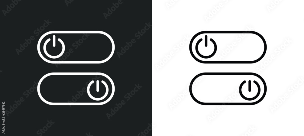 Poster on off power button icon isolated in white and black colors. on off power button outline vector icon