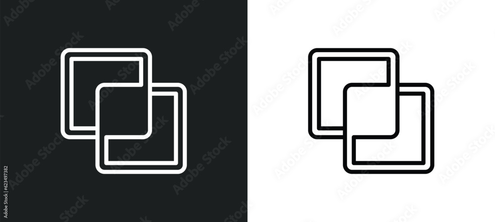 Poster intersect icon isolated in white and black colors. intersect outline vector icon from user interface