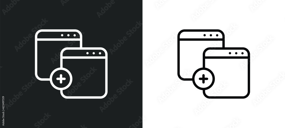 Poster new page icon isolated in white and black colors. new page outline vector icon from user interface c