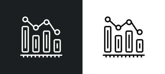 decreasing bars chart icon isolated in white and black colors. decreasing bars chart outline vector icon from user interface collection for web, mobile apps and ui.
