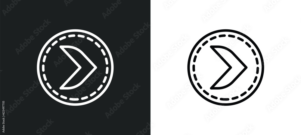 Poster right button icon isolated in white and black colors. right button outline vector icon from user int
