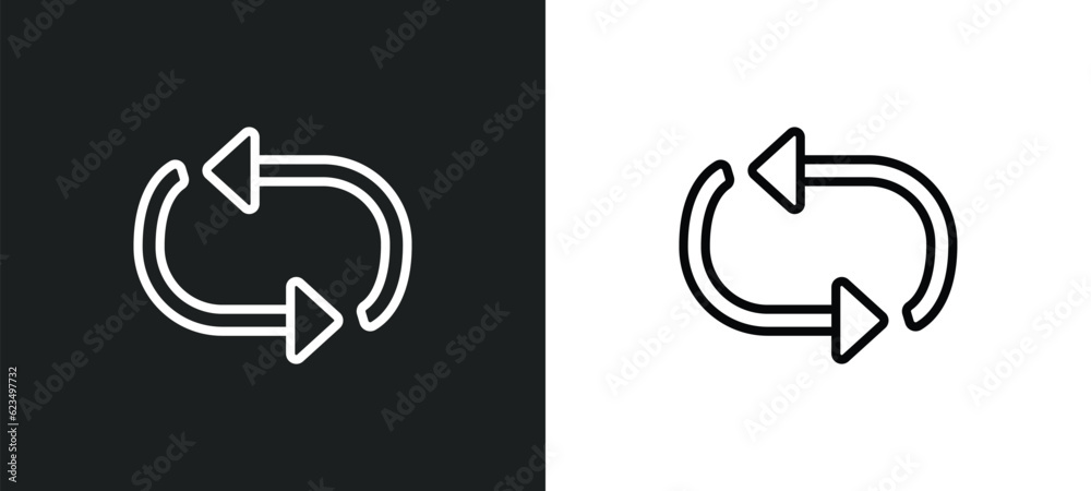 Poster update arrows icon isolated in white and black colors. update arrows outline vector icon from user i