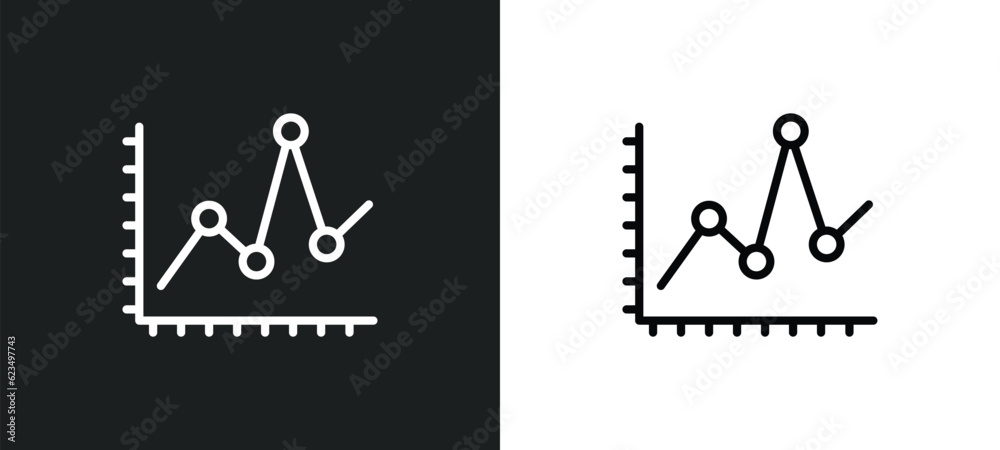 Poster line dot chart icon isolated in white and black colors. line dot chart outline vector icon from user