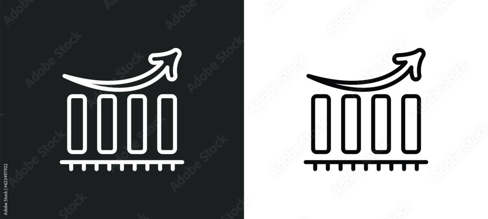 Poster increasing icon isolated in white and black colors. increasing outline vector icon from user interfa