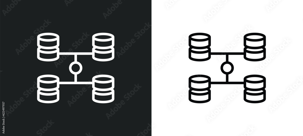 Poster data interconnected icon isolated in white and black colors. data interconnected outline vector icon from user interface collection for web, mobile apps and ui.