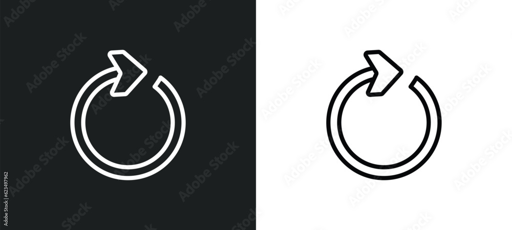 Poster clockwise drawn arrow icon isolated in white and black colors. clockwise drawn arrow outline vector 