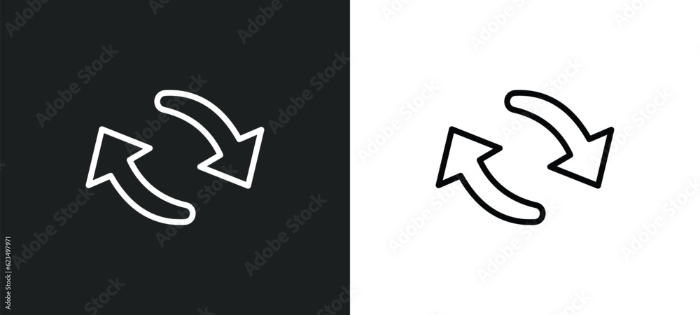 Poster update arrow icon isolated in white and black colors. update arrow outline vector icon from user int