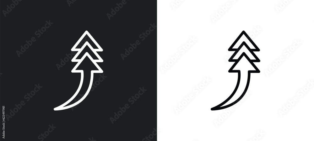 Poster turn up arrow icon isolated in white and black colors. turn up arrow outline vector icon from user i