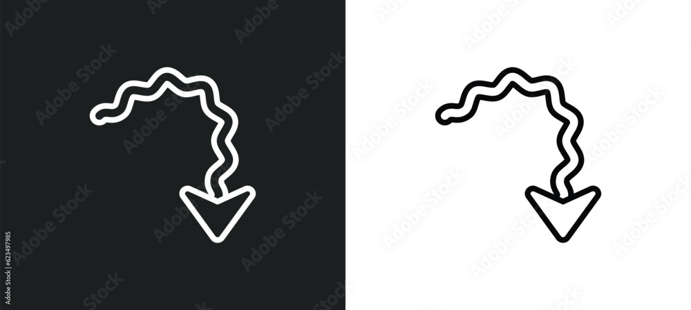 Poster squiggly arrow icon isolated in white and black colors. squiggly arrow outline vector icon from user