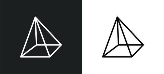 triangular pyramid icon isolated in white and black colors. triangular pyramid outline vector icon from user interface collection for web, mobile apps and ui. - obrazy, fototapety, plakaty