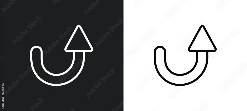 Poster semicircular up arrow icon isolated in white and black colors. semicircular up arrow outline vector 