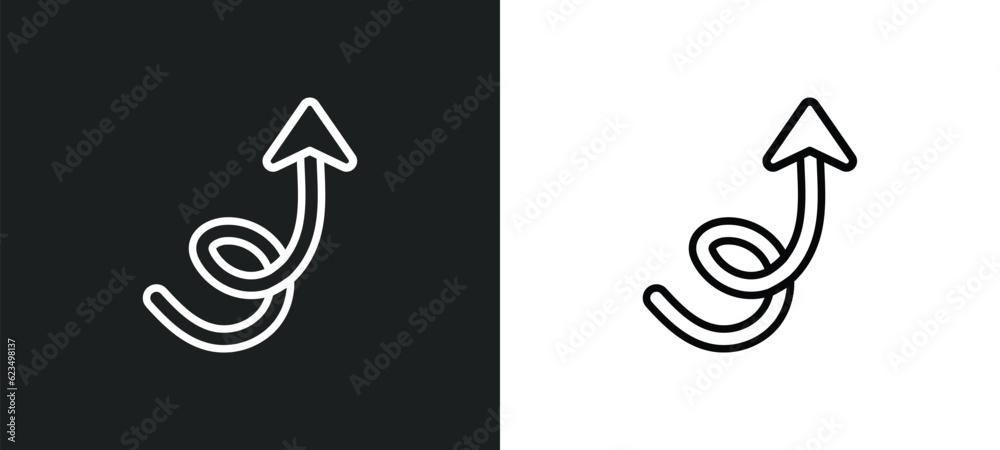 Poster swirly arrow icon isolated in white and black colors. swirly arrow outline vector icon from user int
