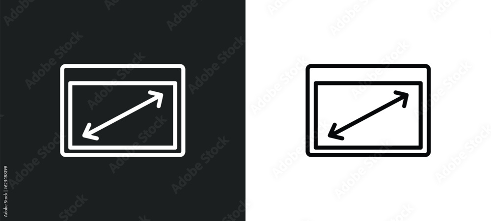 Poster display size icon isolated in white and black colors. display size outline vector icon from user int