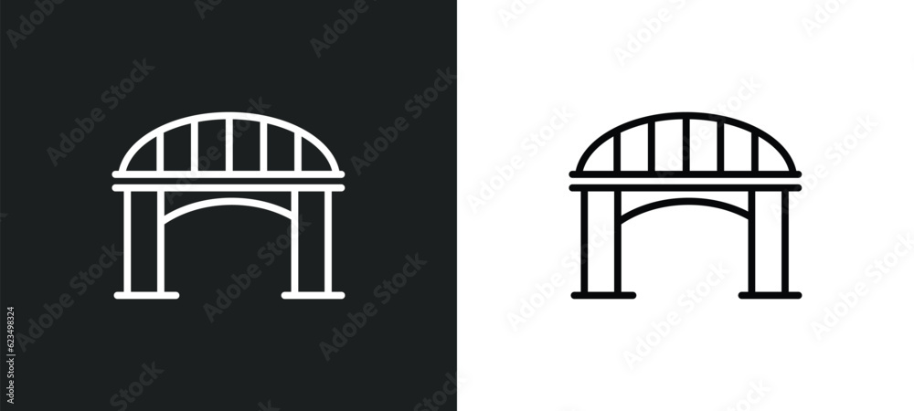 Poster bridge icon isolated in white and black colors. bridge outline vector icon from user interface colle