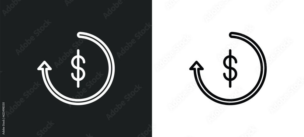 Poster repaying icon isolated in white and black colors. repaying outline vector icon from user interface c