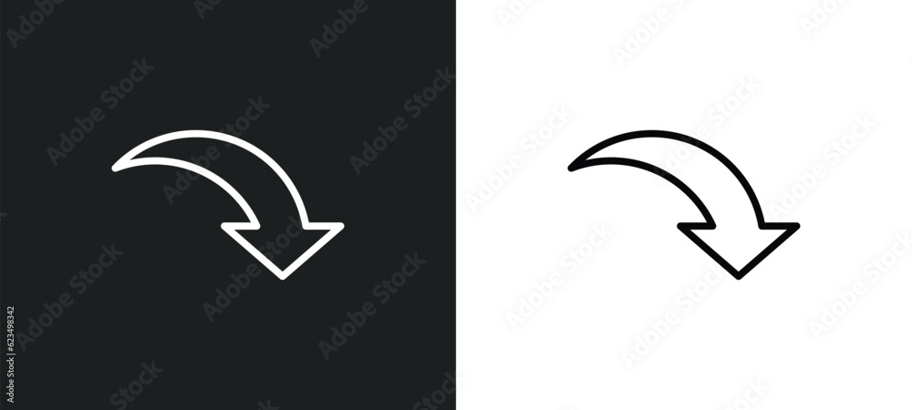 Poster curve arrow icon isolated in white and black colors. curve arrow outline vector icon from user inter