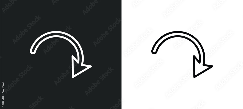 Poster curved arrows icon isolated in white and black colors. curved arrows outline vector icon from user i