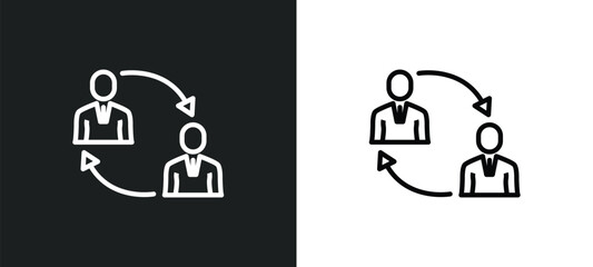 job transition icon isolated in white and black colors. job transition outline vector icon from user interface collection for web, mobile apps and ui.