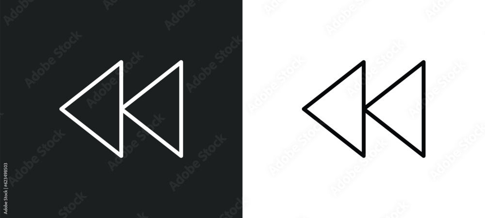 Poster rewind icon isolated in white and black colors. rewind outline vector icon from user interface colle