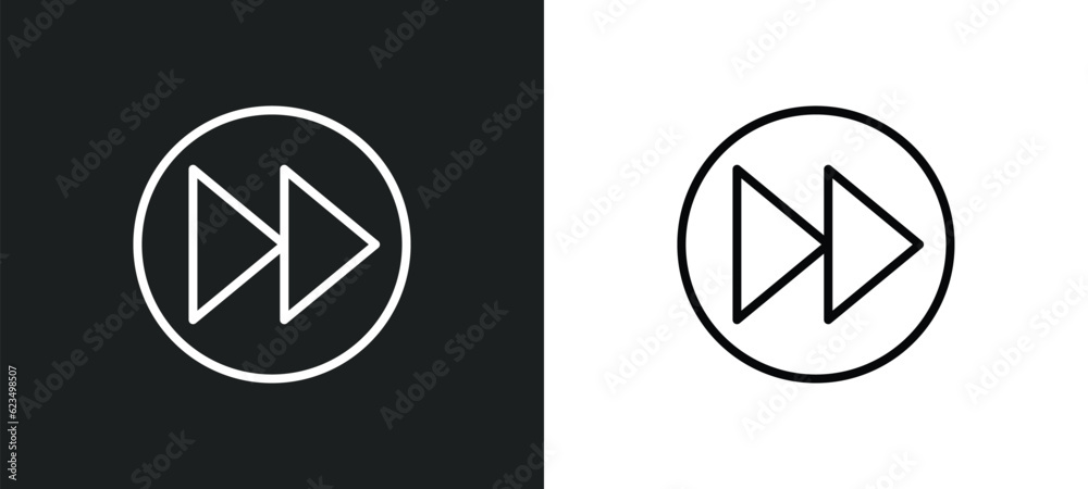 Poster forward button icon isolated in white and black colors. forward button outline vector icon from user