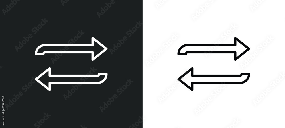 Poster replay arrows icon isolated in white and black colors. replay arrows outline vector icon from user i