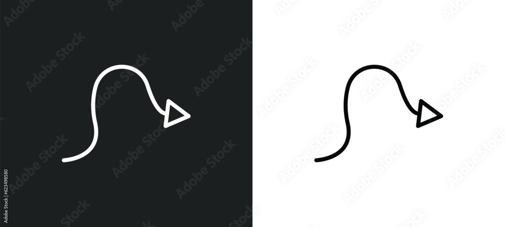 Poster sketched arrow icon isolated in white and black colors. sketched arrow outline vector icon from user