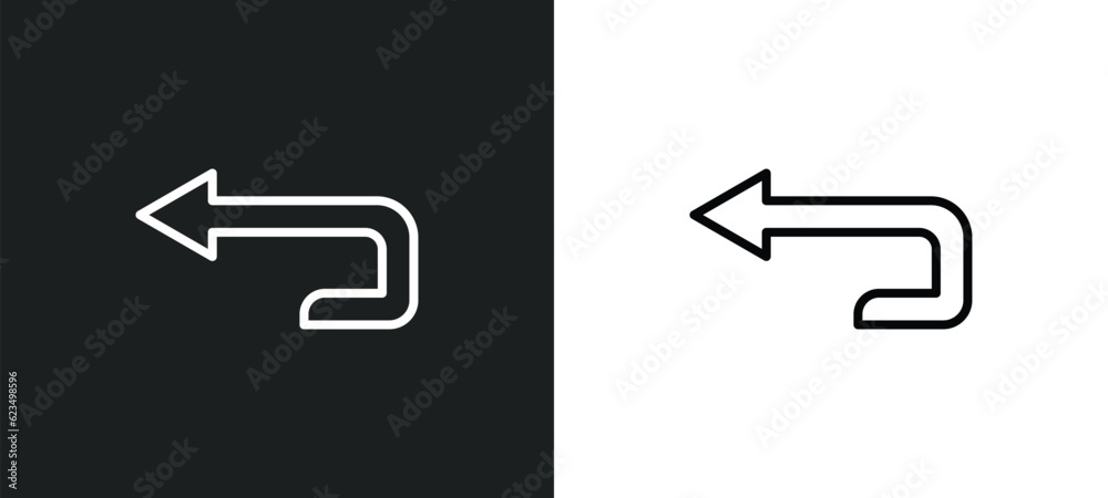 Wall mural return left arrow icon isolated in white and black colors. return left arrow outline vector icon fro