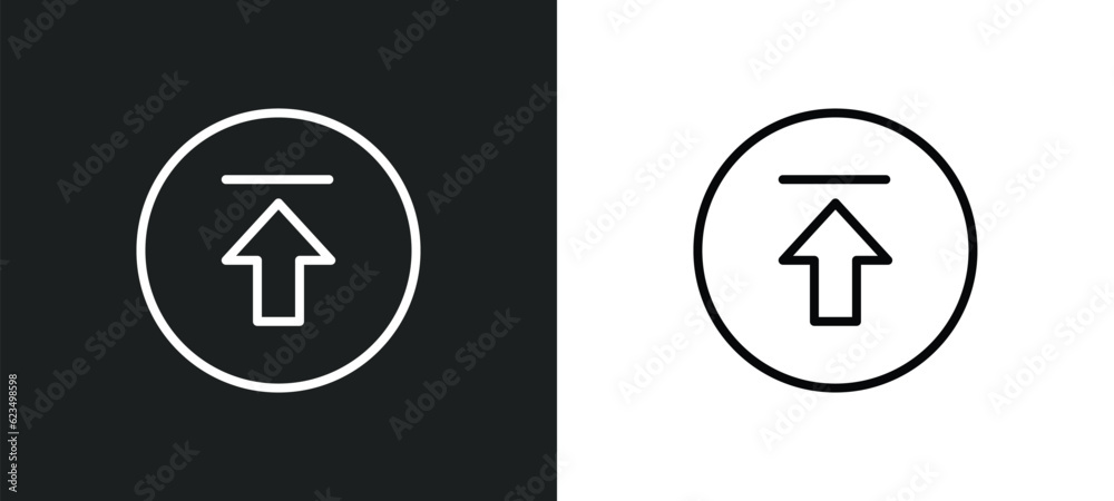 Poster upload button icon isolated in white and black colors. upload button outline vector icon from user i