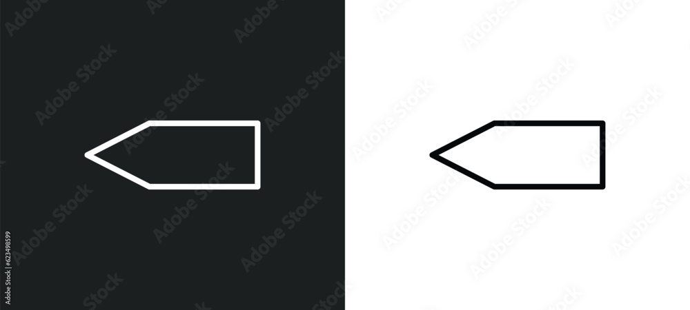 Poster blank left arrow icon isolated in white and black colors. blank left arrow outline vector icon from 