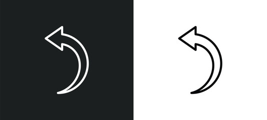 curve left arrow icon isolated in white and black colors. curve left arrow outline vector icon from user interface collection for web, mobile apps and ui.