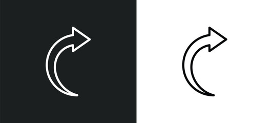 right curve arrow icon isolated in white and black colors. right curve arrow outline vector icon from user interface collection for web, mobile apps and ui.