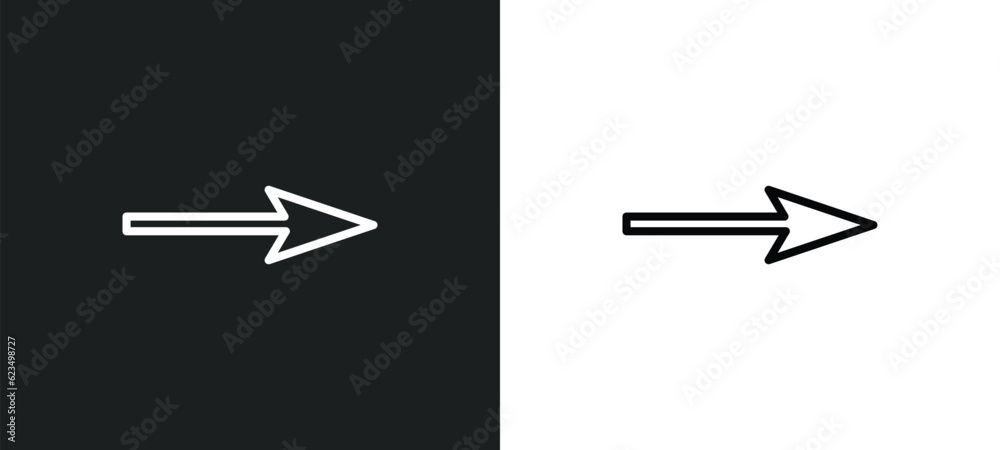 Poster arrow pointing right icon isolated in white and black colors. arrow pointing right outline vector ic